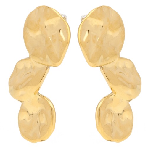 Pendientes pétalo martillado 40x16 mm - Acero inoxidable 304L Dorado x2