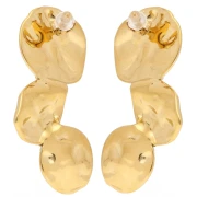 Pendientes pétalo martillado 40x16 mm - Acero inoxidable 304L Dorado x2
