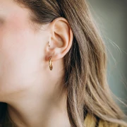 Pendientes de aro redondo trenzado 21 mm - del hilo 2,3 mm - Acero inoxidable 304L Dorado x2