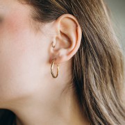 Pendientes de aro redondo trenzado 25 mm - del hilo 2,3 mm - Acero inoxidable 304L Dorado x2