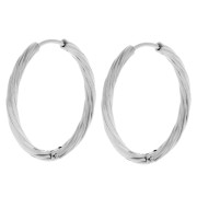 Pendientes de aro retorcidos de 25 mm - del hilo de 2,3 mm - acero inoxidable 304L x2|raw }}
