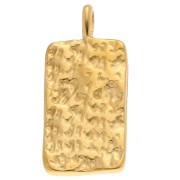 Colgante rectángulo 28x13mm símbolos strass - Acero inoxidable 304 Dorado - Multicolor