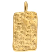 Colgante rectángulo 28x13mm símbolos strass - Acero inoxidable 304 Dorado - Multicolor