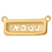 Colgante rectángulo 2 anillos 11x29 mm - Suerte - Acero inoxidable 304 Dorado - Multicolor