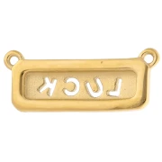 Colgante rectángulo 2 anillos 11x29 mm - Suerte - Acero inoxidable 304 Dorado - Multicolor