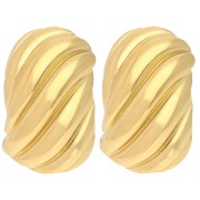 Pendientes rectangulares efecto ola 32x20mm - Acero inoxidable 304L Dorado x2