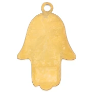 Colgante mano de Fatma 21.5x14 mm con ojo de epoxi - Acero inoxidable 304L Dorado - Azul