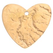 Colgante corazón martillado 17x18 mm - cabujón de vidrio acero inoxidable 304, Dorado - Negro x1