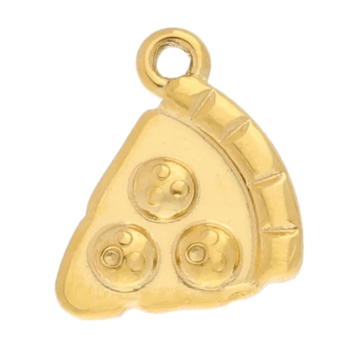 Dije de pizza 13x12 mm - Acero inoxidable 304 Dorado x1