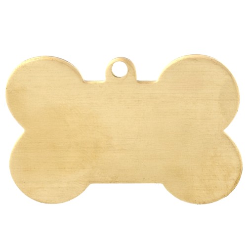 Colgante Hueso ImpressArt 27x41 mm - Etiqueta para perro - Latón rugoso x1