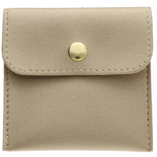 Estuche para joyas de polipiel con botón de presión 80x80 mm - Dorado x1