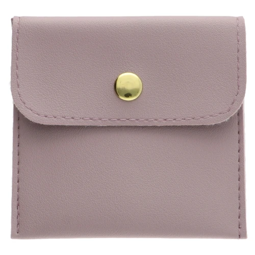 Estuche para joyas de polipiel con botón de presión 80x80 mm - Lila claro x1