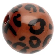 Cuentas acrílicas opacas redondas 16 mm - estampado leopardo - Marrón - Negro x4|raw }}