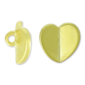 Botón de origami en forma de corazón de 7 mm - Dorado con oro fino satinado x1