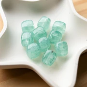 Cuentas cubo irregulares 16x17 mm - Acrílico translúcido - Liquen jaspeado x10