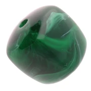 Cuentas cubo irregulares 16x17 mm - Acrílico opaco - Verde oscuro jaspeado x10