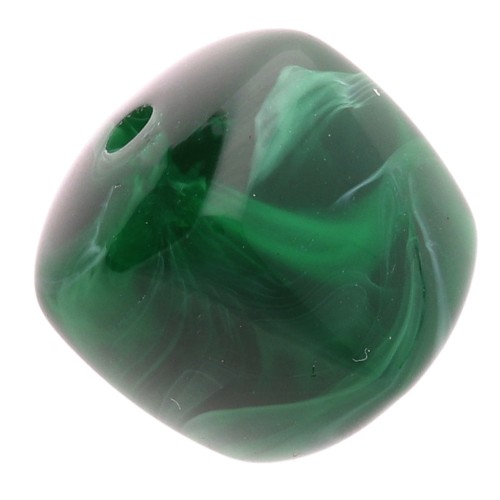 Cuentas cubo irregulares 16x17 mm - Acrílico opaco - Verde oscuro jaspeado x10