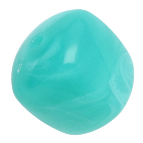 Cuentas cubo irregular 16x17 mm - Acrílico opaco - Azul turquesa jaspeado x10