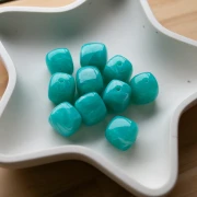 Cuentas cubo irregular 16x17 mm - Acrílico opaco - Azul turquesa jaspeado x10