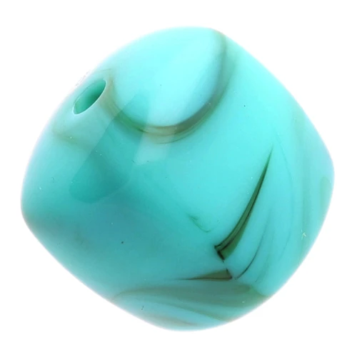 Cuentas cubo irregular 16x17 mm - Acrílico opaco Marrón turquesa jaspeado x10