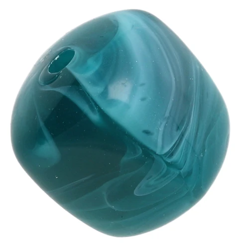 Cuentas cubo irregulares 16x17 mm - Acrílico opaco - Verde pato jaspeado x10