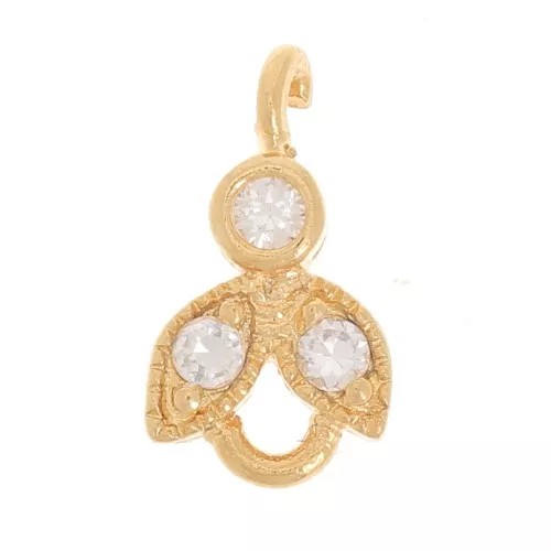Dije flor con strass 10 mm dorado HQ x1