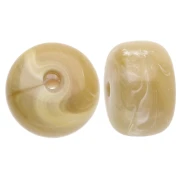 Perles rondelles gros trous 14.5x9 mm en Acrylique opaque Marbré beige foncé x20