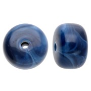 Cuentas redondas agujeros grandes 14,5x9 mm en acrílico opaco azul marino jaspeado x20