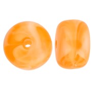 Cuentas redondas agujeros grandes 14,5x9 mm en acrílico translúcido naranja jaspeado x20
