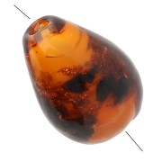 Cuentas de cristal 15x11 mm - Marrón jaspeado - Purpurina x4|raw }}