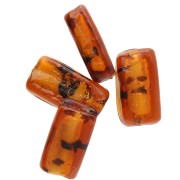 19.5x10 mm rectángulo cuentas de cristal - Marrón jaspeado - Dorado Glitter x4