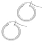 Pendientes de aro redondos 14 mm - del hilo 2 mm - Plata 925 x2|raw }}