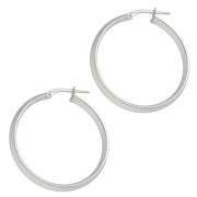Pendientes de aro ancho 30 mm - Medio hilo trenzado 3,9 mm - Plata 925 x2|raw }}