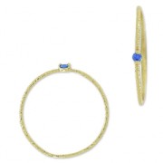 Anillo texturado con óxido de zirconio 19.5mm Azul Zafiro/dorado con oro fino x1|raw }}