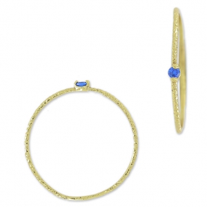 Anillo texturado con óxido de zirconio 19.5mm Azul Zafiro/dorado con oro fino x1