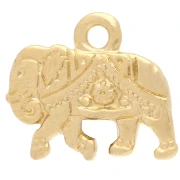 Dije de elefante 12x14 mm - Dorado con oro fino x1