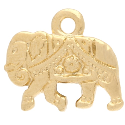Dije de elefante 12x14 mm - Dorado con oro fino x1