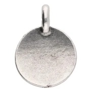 Dije redondo de 12 mm - motivo ojo - Chapado plateado fino envejecido x1