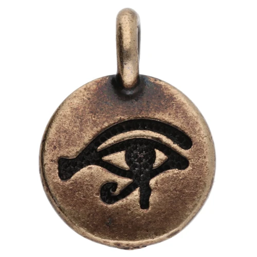 Dije redondo 12 mm - motivo ojo de oudjat - Bronce x1