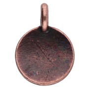 Dije redondo de 12 mm - motivo corazón - Cobre envejecido x1