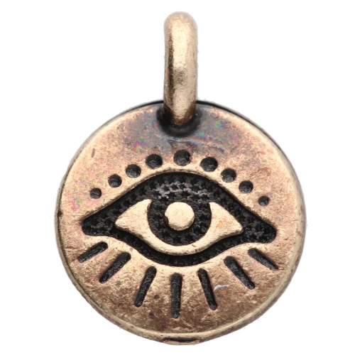 Dije redondo 12 mm - motivo ojo - Bronce x1