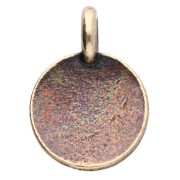 Dije redondo 12 mm - motivo flor de loto - Bronce x1