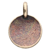 Dije redondo 12 mm - motivo flor de loto - Bronce x1