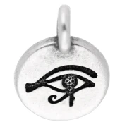 Dije redondo de 12 mm - motivo ojo de oudjat - Chapado plateado fino envejecido x1