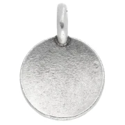 Dije redondo 12 mm - motivo flor de loto - Chapado plateado fino envejecido x1