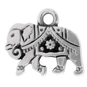 Dije elefante 12x14 mm - Chapado plateado fino envejecido x1