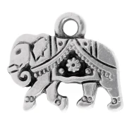Dije elefante 12x14 mm - Chapado plateado fino envejecido x1