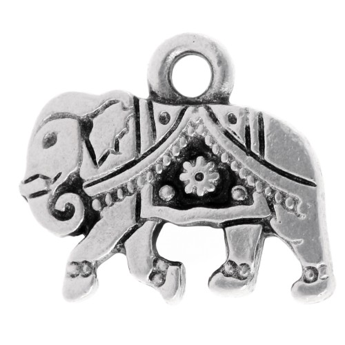 Dije elefante 12x14 mm - Chapado plateado fino envejecido x1