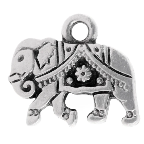 Dije elefante 12x14 mm - Chapado plateado fino envejecido x1
