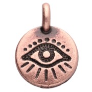 Dije redondo 12 mm - motivo ojo - cobre envejecido x1|raw }}